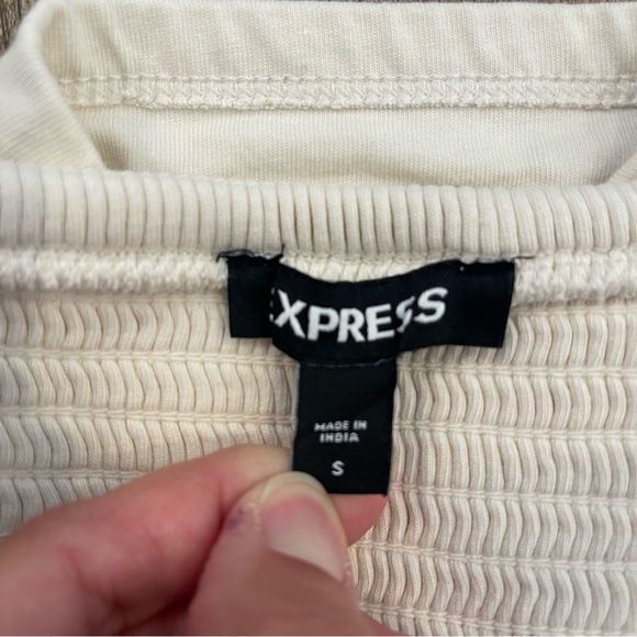 Express Embroidered Square Neck Puff Sleeve Top Women’s Small Ivory Cottagecore - Picture 7 of 11